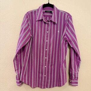 Lauren Ralph Lauren Purple and White Striped Shirt